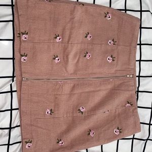 pink corduroy mini skirt